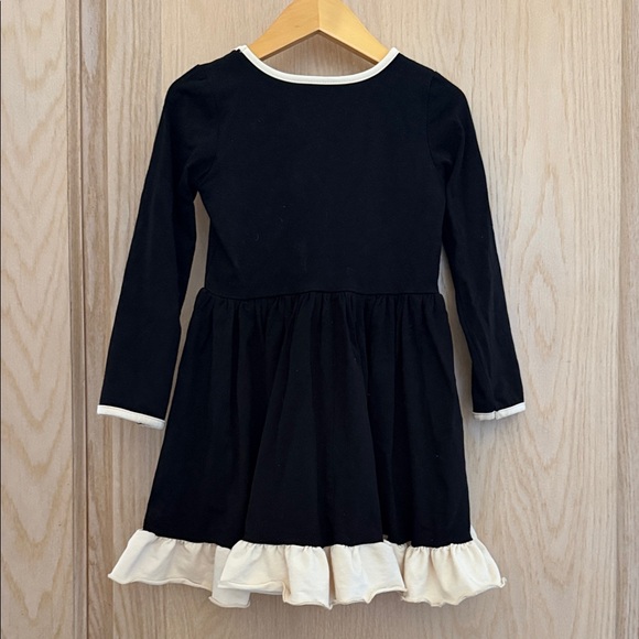 Charming Black and Cream Kids Dress with Bows - Picture 2 of 3